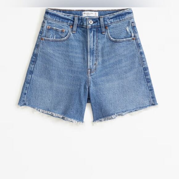 Abercrombie & Fitch The Dad Shorts High Rise 5” Jean Shorts Distressed - Picture 1 of 9